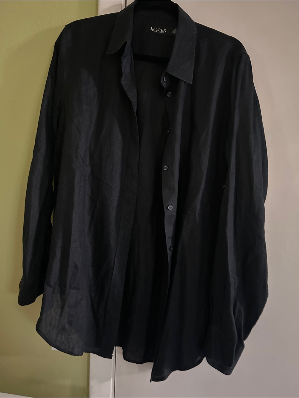 Relaxed Fit Linen Roll Tab–Sleeve Shirt